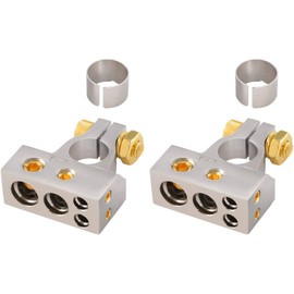 InstallGear 2,4,8 or 10 Gauge Battery Terminals w/Shims - Positive, Negative - Car Battery Terminal, Battery Pack, Heavy Duty Battery Terminal Connectors, 2 Gauge, 4 Gauge, 8 Gauge, 10 Gauge Wires