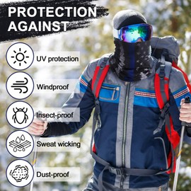 Didaey 60 Pcs Neck Gaiter Bulk for Men Women Balaclava Face Mask Coverings Seamless Headwear Bandana UV Protection Neck Scarf (Skull and Us Flag Pattern)