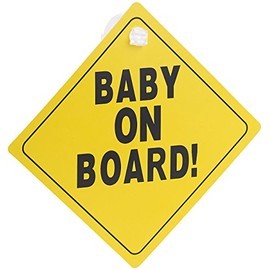 infactory Car Window Signs: Baby on Board Sign with Suction Cup Attachment PVC 135mm x 135mm (Baby Signs for Cars)
