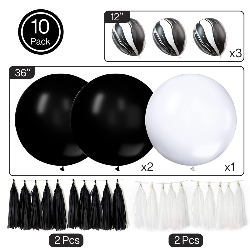 LAttLiv 10 Pack Latex Balloons Set 36 inches Jumbo Balloons