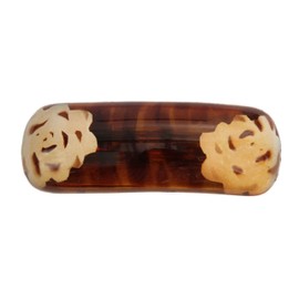 Caravan Tortoise Shell Hand Painted Roses Design on French Bump Automatic Barrette