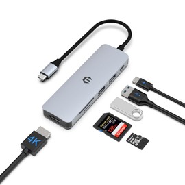 Tiergrade USB C Hub, 6 in 1 USB C Adapter, 4K Display Docking Station with USB-A 3.0 Port, USB-A 2.0 Port, 100W Power Delivery, SD/TF Slot, Multiport Hub for USB-C Laptops