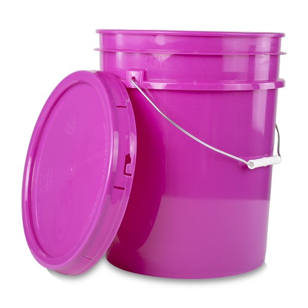 ePackageSupply, 5 Gallon Plastic Bucket with Airtight Lid I Heavy Duty I Food Storage, BPA-Free I 90 Mil All Purpose Pail I Heavy Duty I Pink (1 Count)…