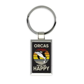 Gift Keychain : Orcas Make Me Happy Killer Whale Retro Poster Decor Water Animal