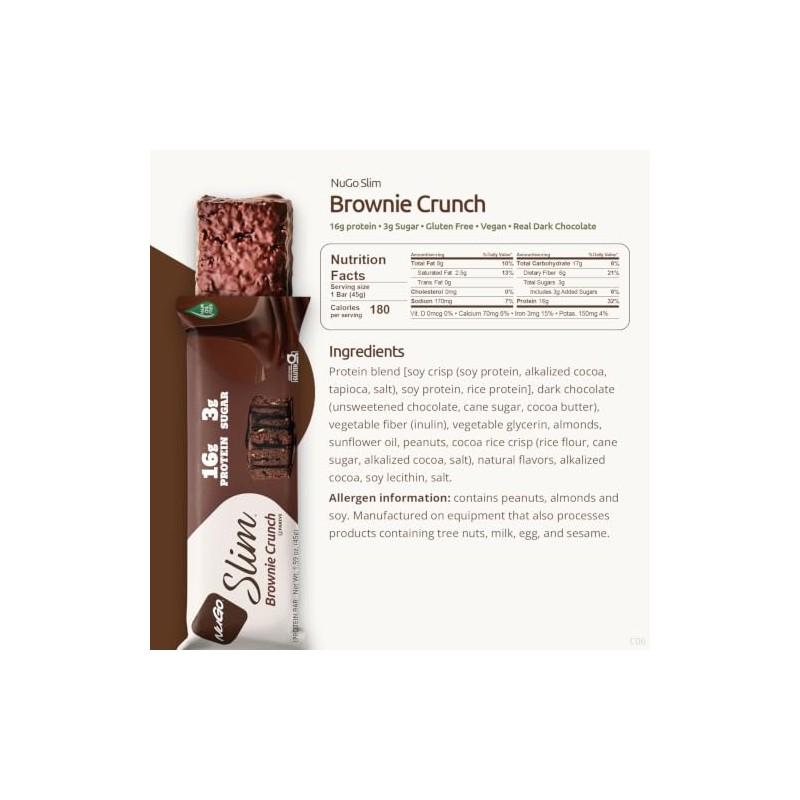 NuGO Slim Brownie Crunch, 1.59-Ounce (Pack of 12)