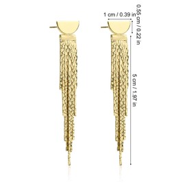 Gold Earrings for Women, Long Trendy Tassel Earrings Dangling Elegant Dangle Drop Chain Statement Earring Jewelry Gifts for Wedding Bridesmaid Prom Party Supplies
