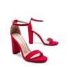 DREAM PAIRS Womens Hi-Chunk High Heel Pump Sandal Red Suede