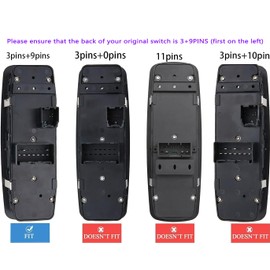 ZAPOSTS 3+9 Metal Pins Check Required.Power Window Switch fits for 2012-2015 Dodge Grand Caravan,Chrysler Town &Country.13-15 Ram 1500 2500 3500 Driver Side Control switches OE:68110866AB(Green Led)