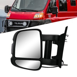 Convitex Driver Left Side Extended Long Arm Mirror for Ram Promaster 1500 2500 3500 2014-2023, Heated Power Glass Turn Signal Light Temperature Sensor Manual Folding, View Mirror Assembly(8+2 pins)