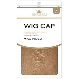 2 pc wig cap nylon, wig cap by Rubin Extensions, wig cap set, Breathable stretch elastic wig cap (Brown)