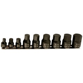 Laser 5666 Low Profile Impact AF Hex Socket Bit Set 1/4"D, 3/8"D 9pc