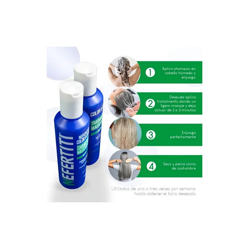 Shampoo Matizador Y Tratamiento Para Platinar Canas Y Mechas