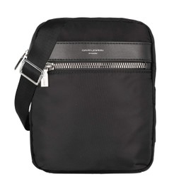 David Jones - Herren Umhängetasche Klein - Nylon Schultertasche Mann Messenger Crossbody Bag - Viele Taschen Fächer Handtasche - Herrentasche Reise Sport City Business Arbeit Tasche Elegante - Schwarz