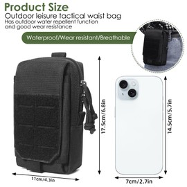 1 x Molle Bag, Small, Tactical EDC Bag, Small Belt Bag, Molle Bag, Pouch, EDC Pouch, for Cycling, Hiking, Camping, black, Black