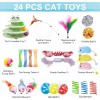 UPSKY 24 PCS Cat Toys, 3-Level Turntable Kitten Toys Set,