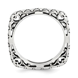 Solid 925 Sterling Silver Stackable Vintage Antiqued Square Ring Eternity Band Size 8