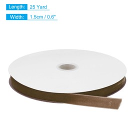 sourcing map Velvet Ribbon 5/8 Inch x 25 Yard Single Face Spool Silky Velvet Fabric for Bouquets DIY Crafts Gift Wrapping Wedding Deep Brown