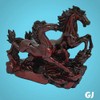 GJ Polyresin Feng Shui Two Running Horses Showpiece, Standard, Red
