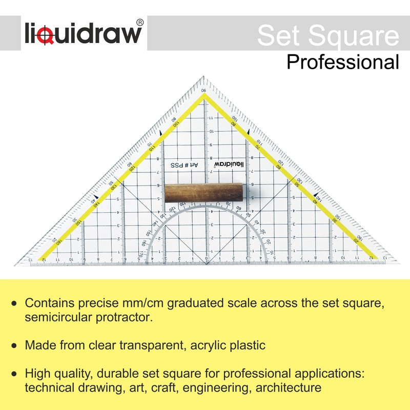 Liquidraw Set Square Ruler Triangle Ruler Triangular Protractor 25cm /