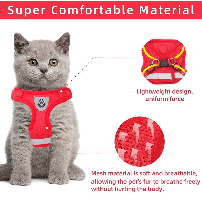 Cat & Dog Vest Harness - All Weather Mesh, Reflective