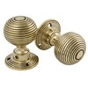 A.B Hardware Solid Unlacquered Brass Beehive Style Door Knob Pair