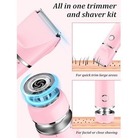 Kit de recortadora y afeitadora de bikini Cayzor para mujer - Afeitadora de cuerpo eléctrica húmeda/seca 2 en 1, recortadora de vello facial, afeitado