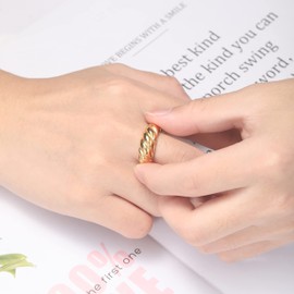 TUNGSTORY Golden Stainless Steel Rings Stainless Steel Men's Ring Square Band Men's Ring Golden Rings for Men Size 54 to 67, Tungsten Carbide