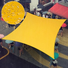 Amgo 9.5' x 9.5' Yellow Square Waterproof Sun Shade Sail UPF50+ AMWTPS9.5 Canopy Awning Shelter, 98% UV Blockage Water Resistant, Outdoor Backyard Patio Garden Carport (We Make Custom Size)