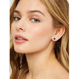 ChicSilver September Birthstone Earrings White Gold Plated Sterling Silver Studs Fashion Dainty Blue Sapphire Jewelry for Women