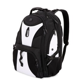 SwissGear 1900 ScanSmart 17” Laptop Backpack White/Black – Reflective Tech Backpack with ScanSmart Compartment – Multiple Organizer Pockets & RFID Scan Blocking Technology
