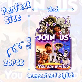 We1Fit Set of 20 Dsney CoCo-Themed Birthday Party Invitation Cards ，Postcard Style Invites for the Perfect Party Pack,For coco- themed birthdays party decorations