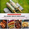 Rolling BBQ Grill Baskets, 2 Pieces, with Wooden Handle, Forks