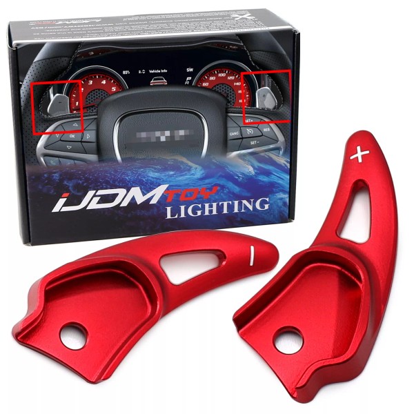 iJDMTOY Red Larger Aluminum Paddle Shifters For Challenger Charger Durango