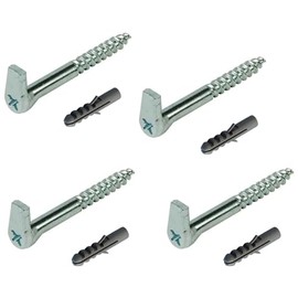 Slotted Square Hooks 100mm (4 Pack) – Heavy Duty L Hook Screw-in with Cross Slot, Galvanised Steel, Self-Tapping Hooks for Wood, Wall & DIY Projects