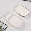 Self Draining Soap Dish, Double-Layer Bar Soap Tray, White Ceramic