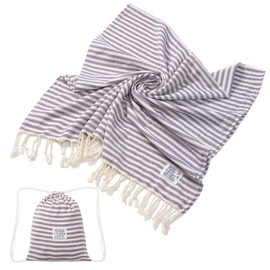 Purple Turkish beach towel oversize 100cm x 180cm with carry bag