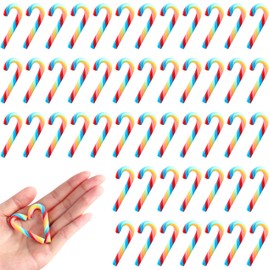 2" Fake Candy Canes-Polymer Clay Candy Cane Craft,Mini Christmas Decorations, 50pcs Peppermint Ornaments for Tree Hanging DIY Decor Supplies （Colour2）