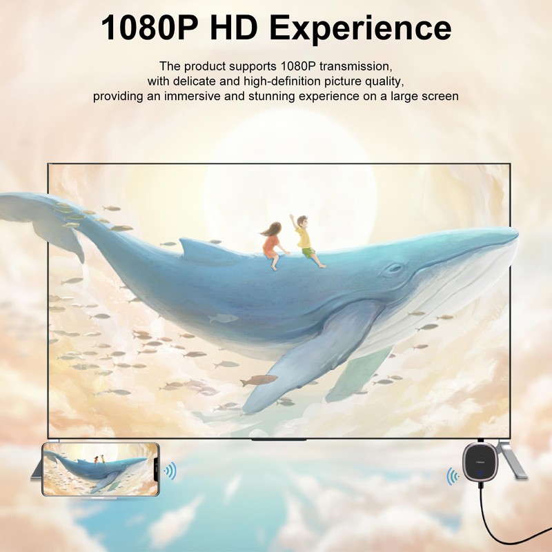 HUAJUN Wireless Video Receiver 5G 1080P,WiFi Dongle, HDMI Display Adapter