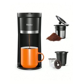 Sboly Single Serve Coffee Maker K-Cup Ground Compatible, Single Cup 6-14 oz Brew