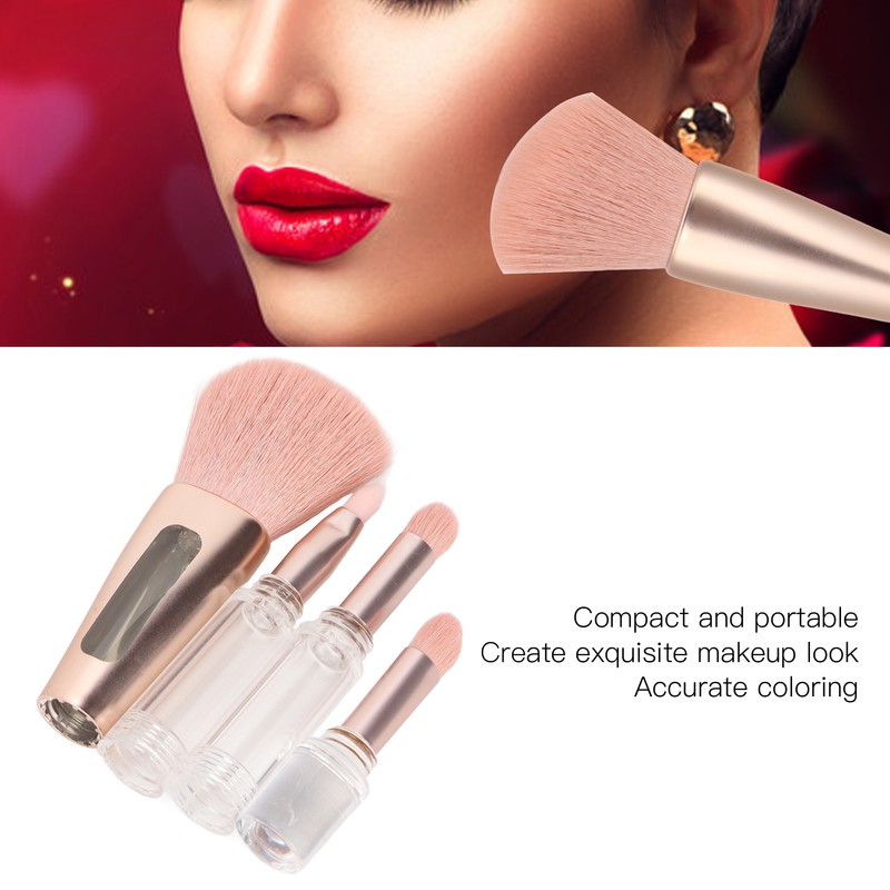 4 in 1 Makeup Brush Simple Elegant Portable Transparent Handle