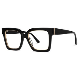 VOOGLAM Square Blue Light Glasses for Women Men Anti Eyestrain Dry Eyes Computer Phone TV Eyewear Black Ibrahim GJGX172924-02