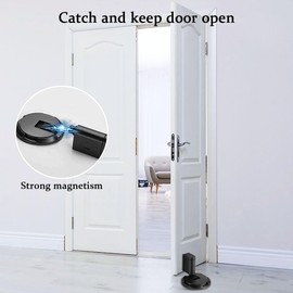 Dayinkes Magnetic Door Stopper, Punch-Free Mechanical Floor Door Stop, Heavy Duty Door Stoppers, Adjustable Silent Magnetic Door Catch Holder, for Door Bottom (Black)