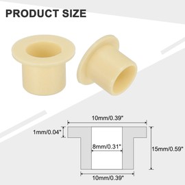 sourcing map 6Pcs Flanged Sleeve Bearing, Plastic Bushing ID 8mm x OD 10mm x Length 10mm POM Bushing, Yellow