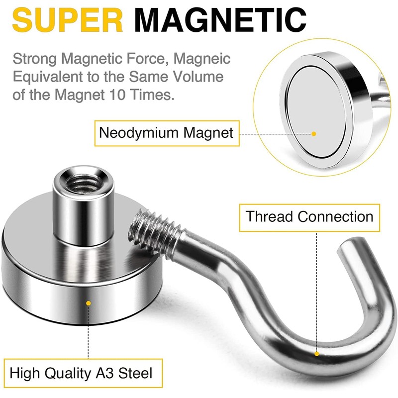 DIYMAG Magnetic Hooks, 30Lbs Strong Heavy Duty Cruise Magnet (75