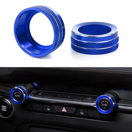 ANFOKAS 2pcs for 2024 Mazda CX5 Accessories Auto Center Console Interior AC Knob Cover Trims -Blue