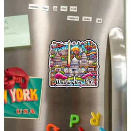 Texas Hart Designs Washington D.C. Original Art Die Cut Glossy Fridge Magnet