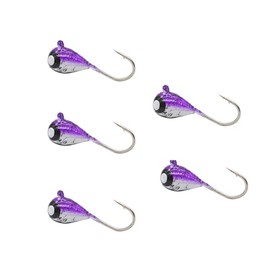 Tungsten Ice Fishing Jig Set Ice Fishing Lures, Max Sensitive Tungsten Tear Drop Ice Jig Head Hook for Panfish, Crappie, Walleye, Perch, Trout, Bluegill (Purple BLK Filament Glow, 4MM, 1/25 OZ)