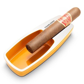CIGARLOONG Cigar Ashtray,Metal Large Slot Ashtray Non-Slip for Indoor Outdoor Patio Home Office Use (Yellow)