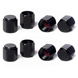 Circuit Performance Tapones de válvula de aluminio negro serie VC5 (8 piezas)