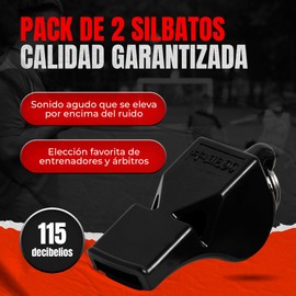 Maban Professional Referee Whistle - Pack of 2 Whistles + 2 Grips with Rope | for Football and Basketball Coach | Sports | Original Gifts